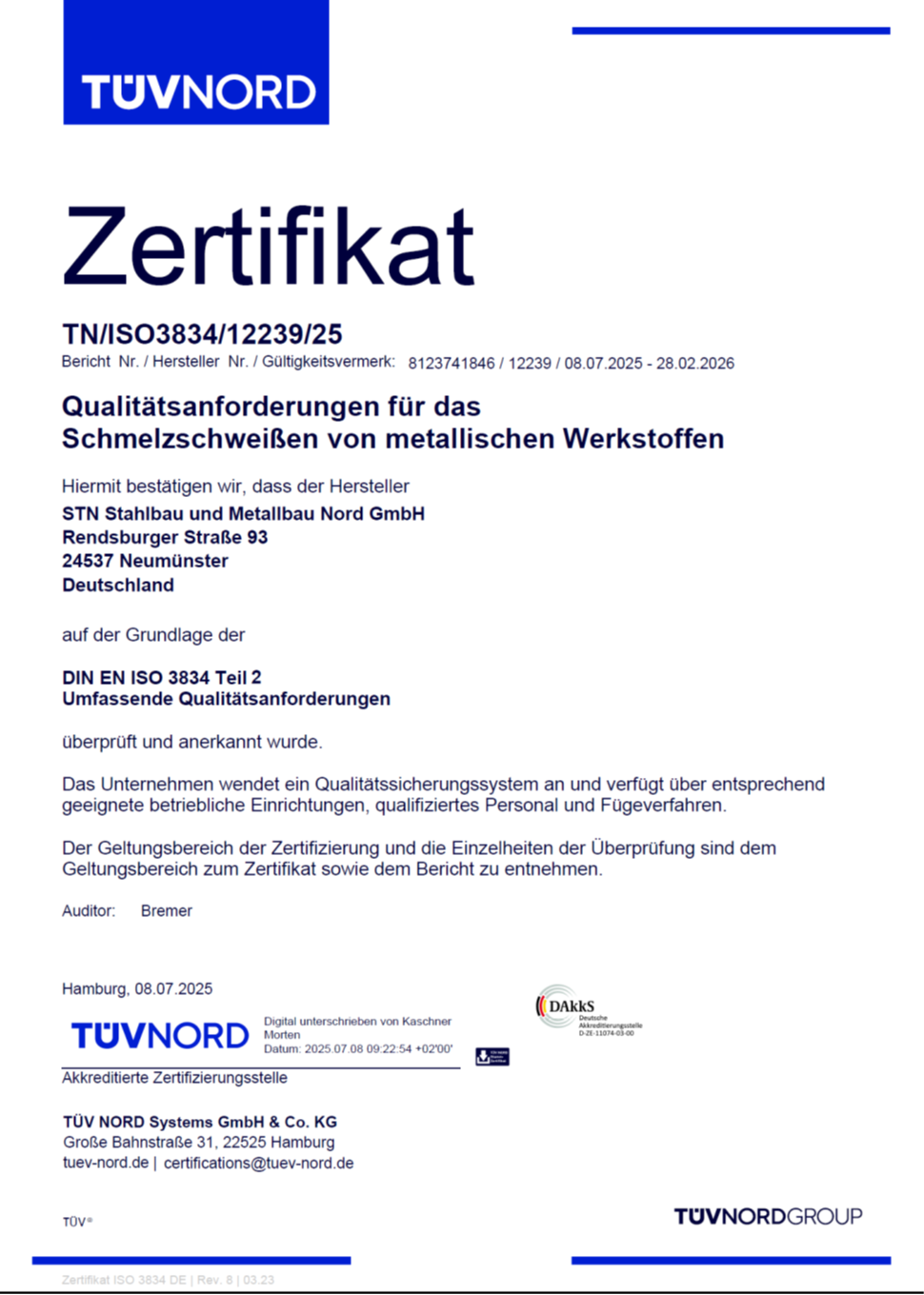 Qualitätssystem für das Schweißen